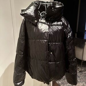 Puffer jacket with scarf like neck